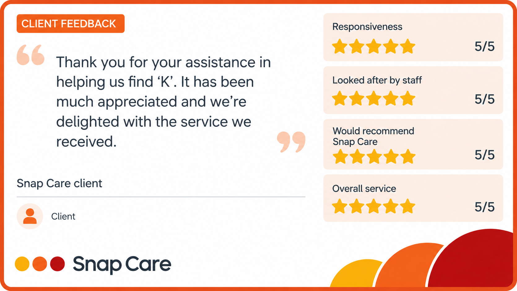 Client testimonial